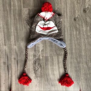 Sock Monkey Ski Style Knit Hat